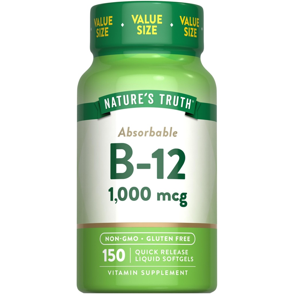 La verdad de la naturaleza Vitamina B12 TENIDO 1000 mcg TEN 150 Softgels TENIDO Non-GMO &amp; Gluten Free Supplement