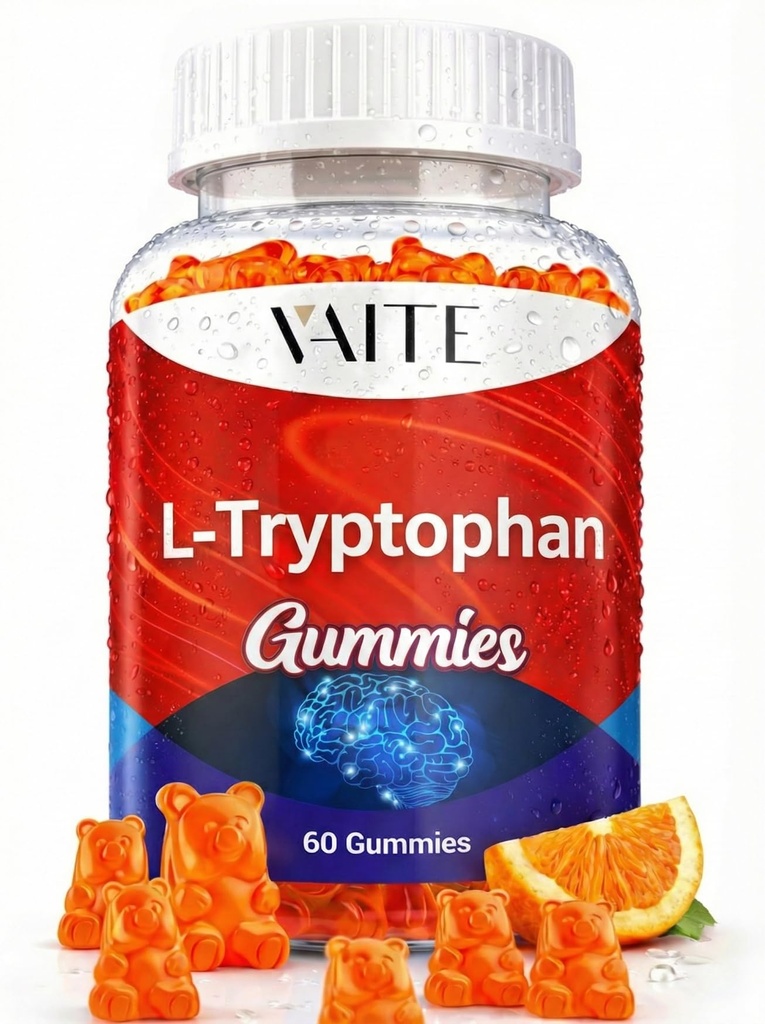 L Tryptophan 1000mg Gummies – Suplemento Chewable para Perspectivas Positivas, Apoyo a la calma " Equilibrio interno, 60 Vegan Gummy para promover Noches Restablecidas, Apoyo mental " Fomentar el sueño pacífico