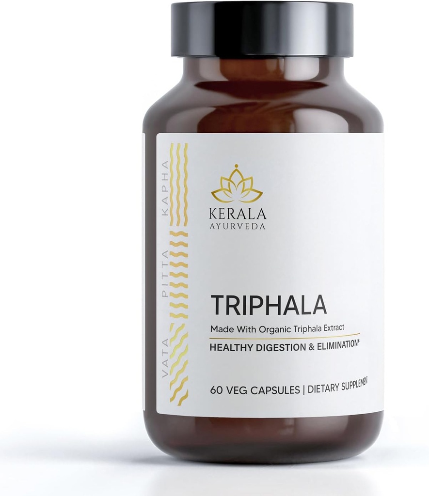 Kerala Ayurveda Triphala Capsules - 60 Conde peru Herbal Digestion and Colon Support Silencio Antioxidante Rich ← Soporta Total Body Wellness ANTE Immune System Support ← Apoyo Celular Rejuvenation
