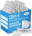 Paquete médico de 36 Gauze Bandage Roll 4 pulgadas x 4.1 Yards con cinta - Tejido de Gauze médico para el cuidado de los heridos - Fácil de usar Rollos de algodón para la trampa de mano tobillos y rodillas