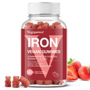 Iron Gummies Suplementos para niños - Multivitamínico con vitamina C para el apoyo energético, Gran Tasting Iron Gummy Vitaminas con vitamina C para Max Absorción - Vegan, Fresa 90 Cuenta