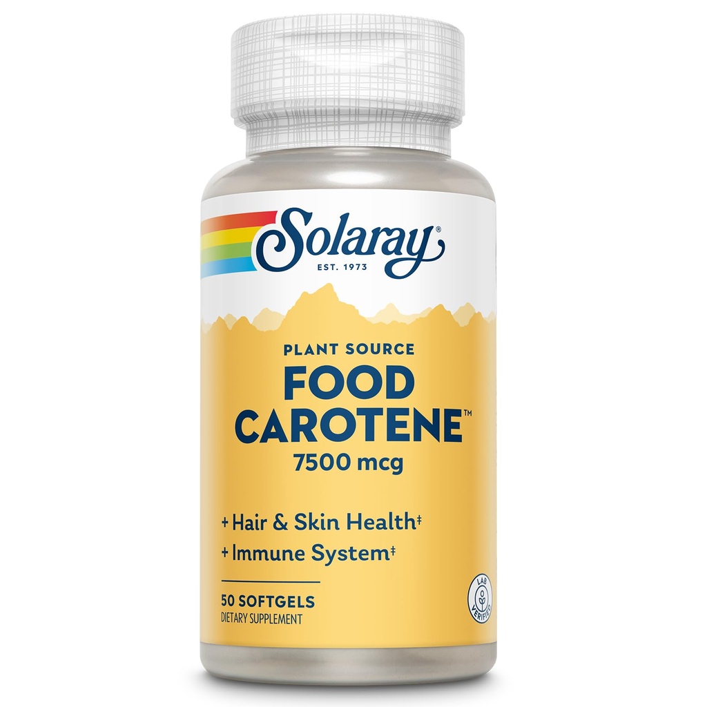 SOLARAY Food Carotene, Vitamina A como Beta Carotene 25000IU ← Carotenoides para la piel sana y los ojos, Actividad antioxidante " Apoyo al sistema inmunitario