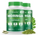 Moringa Capsules 2 Botellas ← 800mg Pure Moringa Powder Capsules – Apoya Energía, Apoyo Inmunitario, Gut Health, Green Superfood Contiene Vitaminas &amp; Aminoácidos