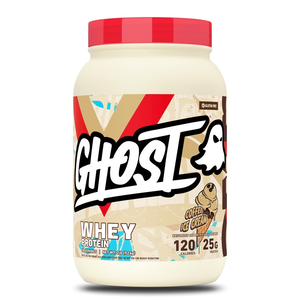 GHOST Whey Protein Powder, Cafe Ice Cream - 2LB, 25G de Proteína - Whey Protein Blend - ­Post Workout Fitness &amp; Nutrition Shakes, Smoothies, Baking &amp; Cooking - Soy &amp; Gluten-Free