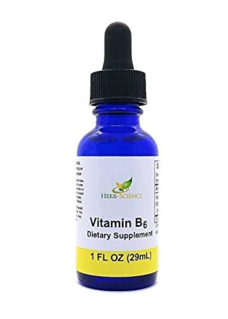 Líquida vitamina B6 gotas - Pyridoxina Extracto Suplemento dietético para apoyar la función cerebral, inmunidad, sistema nervioso, salud cardíaca, metabolismo - 500% DV, 36 Serviciones por botella - 1 fl. oz.