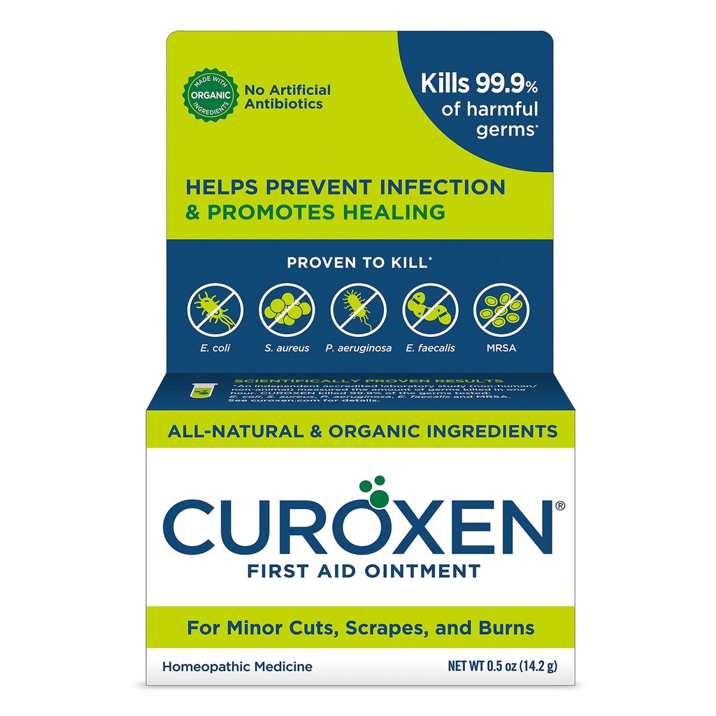 CUROXEN Primer Auxiliamiento antibiótico, 0,5 oz TENIDO Ingredientes orgánicos y naturales (0,5 oz vertical)