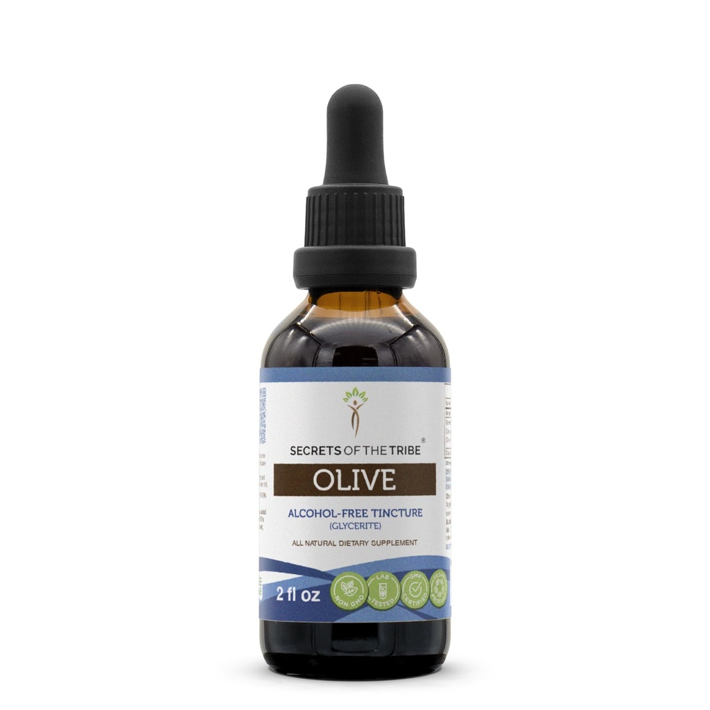 Secretos del extracto líquido libre de alcohol de Tribe, Olive (Olea europaea) Leaf seco (2 FL OZ)