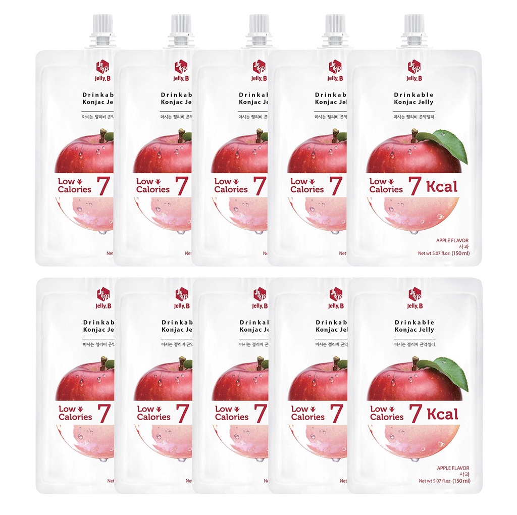 JELLY B Bebible jalea Konjac (10 Packs de 150ml) - 0 Gram Sugar, Sólo 6 kcal Cada paquete (Apple)