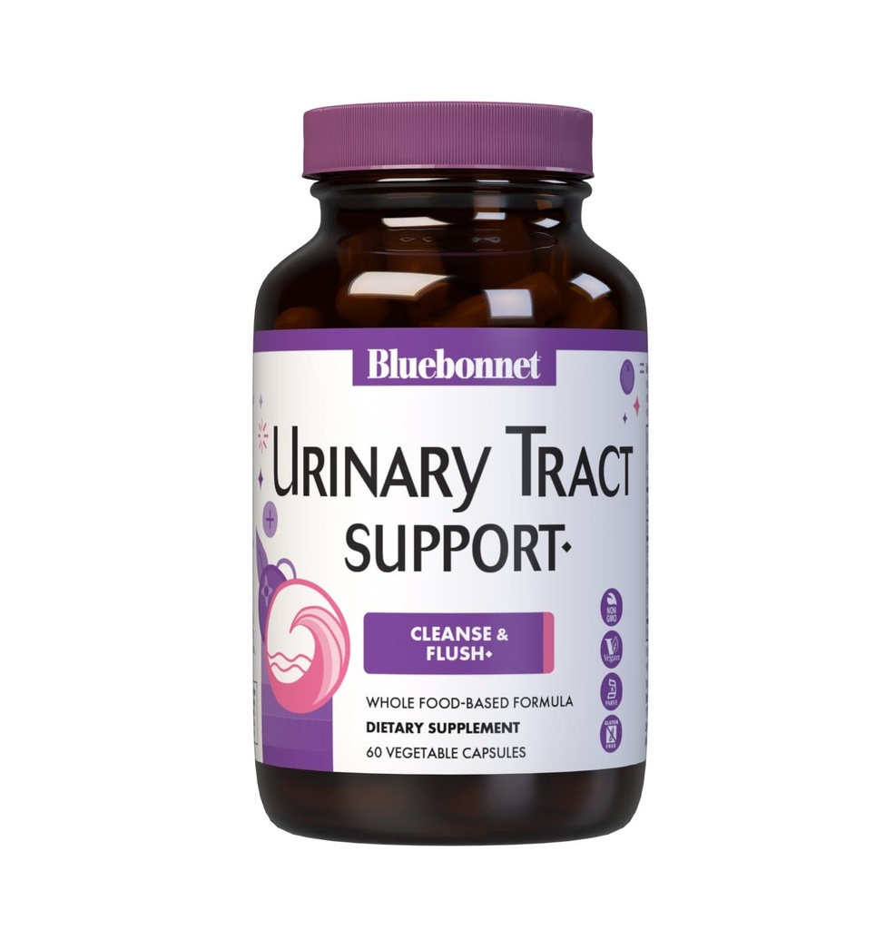 Bluebonnet Nutrition Urinary Tract Support, Cleanse & Flush*, Soy-Free, Kosher-Certified, Non-GMO, Dairy-Free, Vegan, 60 cápsulas vegetales, 30 servicios