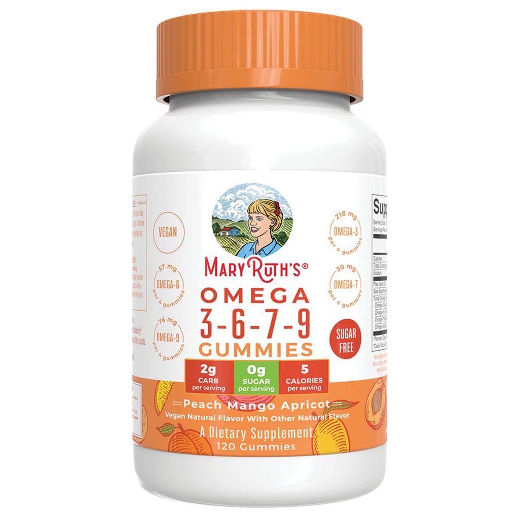 Omega de Mary Ruth 3-6-7-9 Gummies, 120 CT
