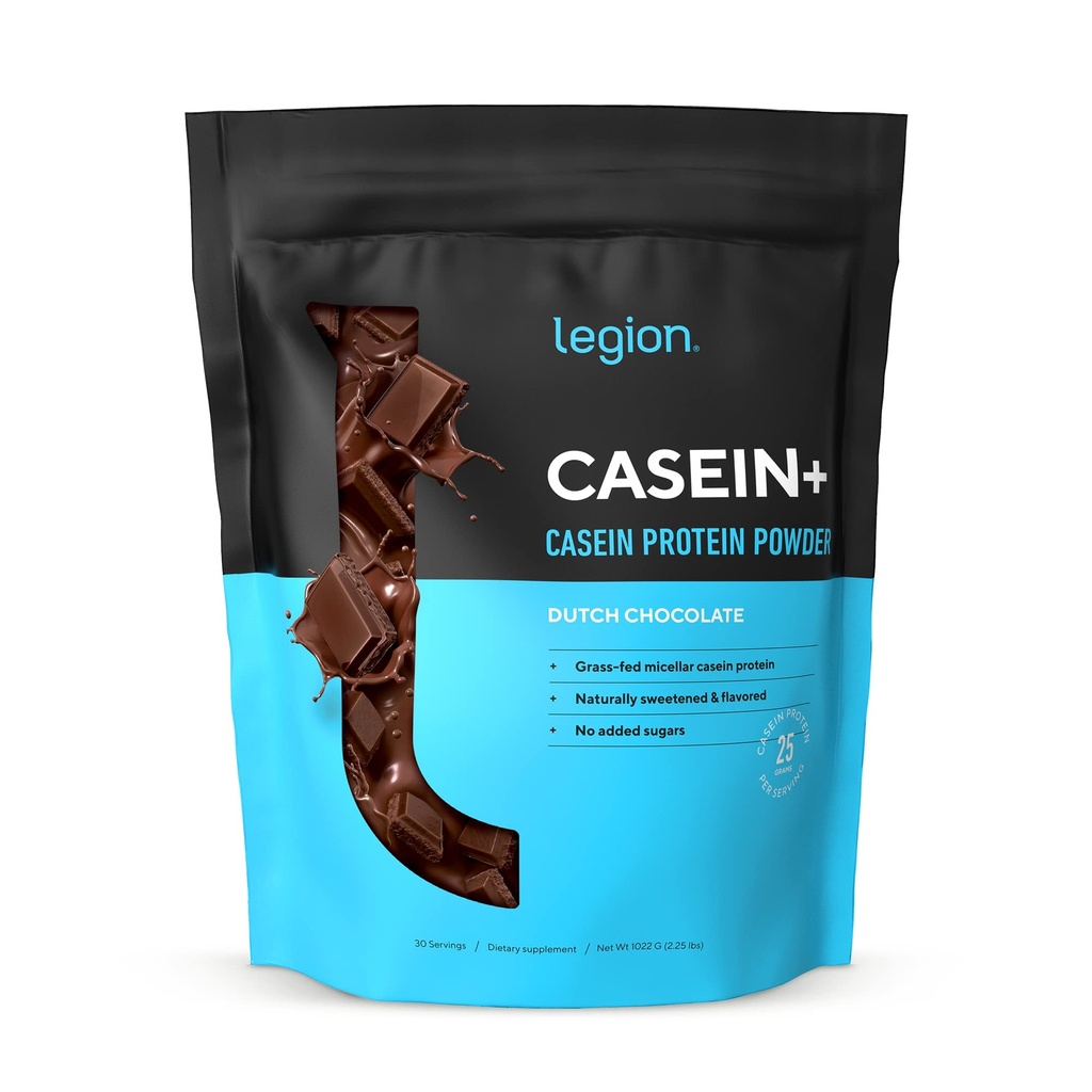 LEGION Casein Protein Powder (Choco de Holandés) - Powder de Micellar de baja liberación - No Gluten-Free &amp; Naturally Sweetened Powder from Grass-Fed Cows (25 Servings)