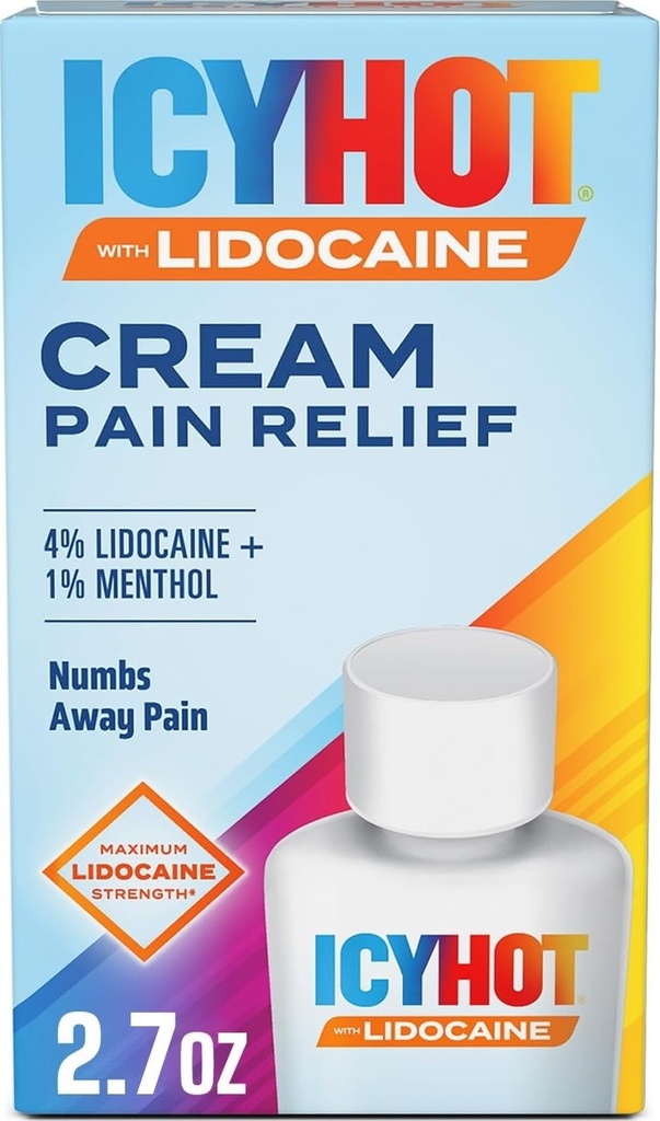 Crema de Alivio de Dolor Icy Hot Max con Lidocaine Plus Menthol, 2.7 onzas