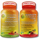 Quercetina con Bromelaina, Vitamina C &amp; Zinc + Liposomal Vitamina C 1500mg – Immune Support Bundle with Organic Acerola Cherry, Camu Camu & Citrus Bioflavanoids – Vegan, Non-GMO, Clean Wellness Support
