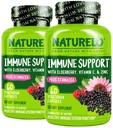 NATURELO Immune Support Vitamina C, Elderberry, Zinc, Echinacea Natural Immunity Boost w / Antioxidante, Herbal &amp; Mineral Defense - 60 Vegan Capsules (Pack of 2)