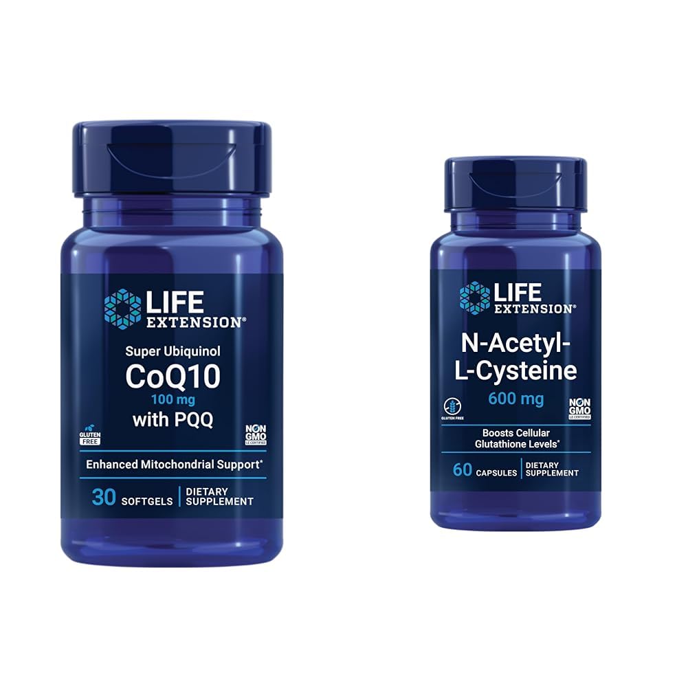 Super Ubiquinol CoQ10 con PQQ, CoQ10, PQQ & N-Acetyl-L-Cysteine (NAC), Immune, Respiratory, Liver Health