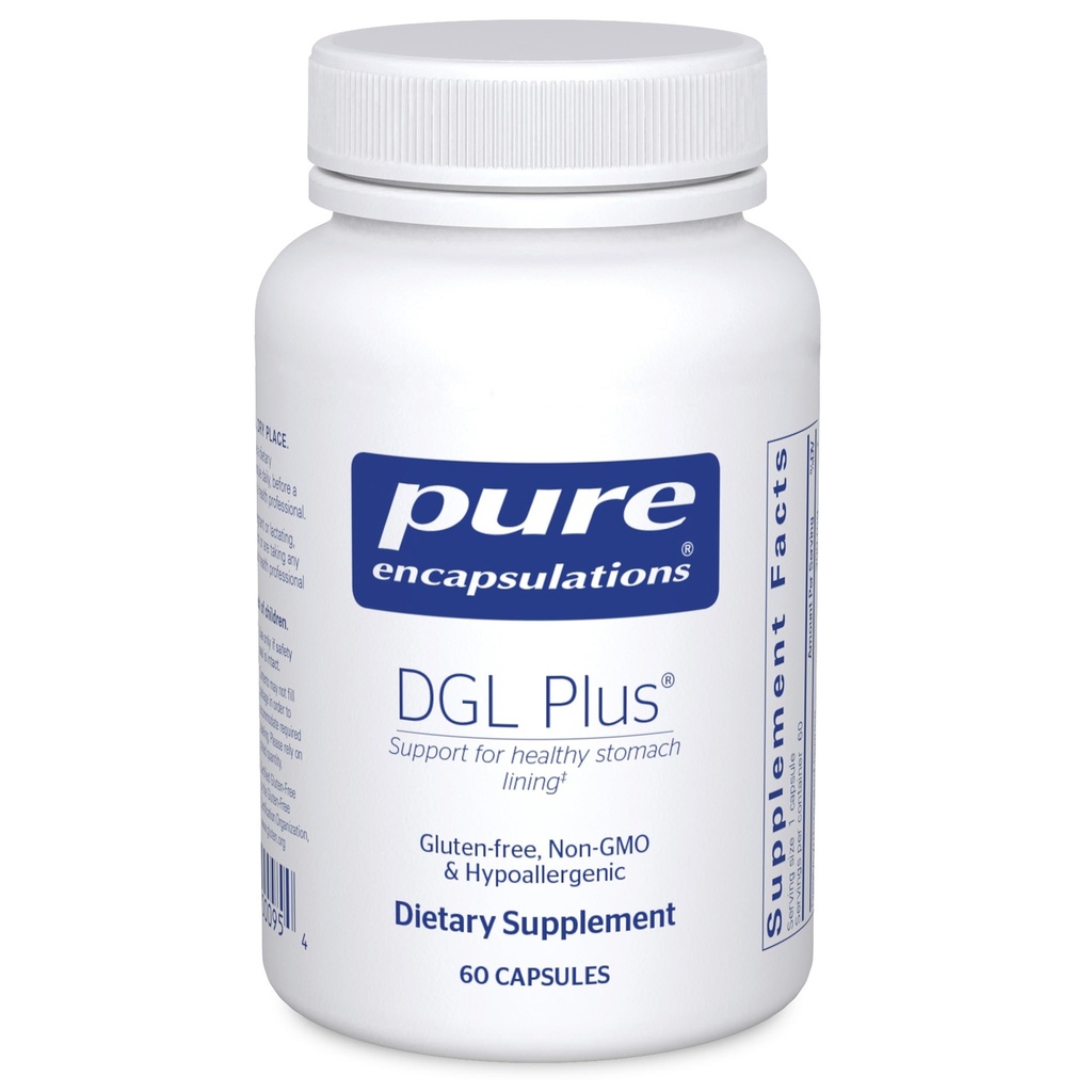 Pure Encapsulations DGL Plus - Gut Health Supplements for Men ' Women - with Marshmallow Root, Aloe Vera Extract & Slippery Elm Bark - Non-GMO & Vegan - 60 cápsulas