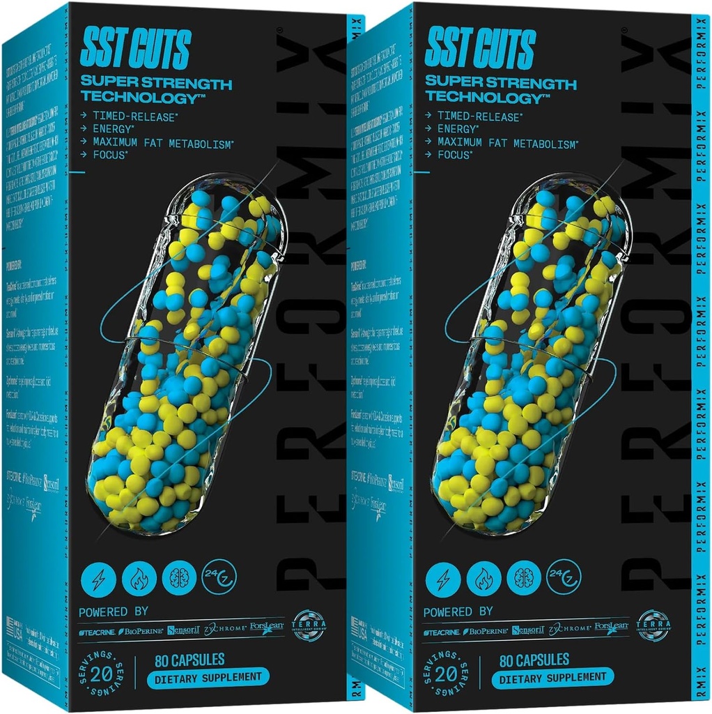 PERFORMIX - SST Cuts - Thermogenic with CLA - Energy, Focus &amp; Mood - Metabolism Support - Control del hambre - Nootropic - Pre Workout - Hombres &amp; Mujeres - 160 Servings - 2 Pack