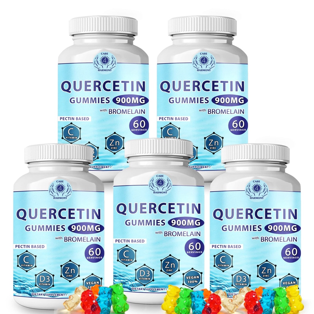 Quercetina Gummies - Quercetina con bromelaina Vitamina C + Zinc Vitamina D3 – Quercetina Chewable 900mg Suplementos - Quercetina para niños y adultos (5)