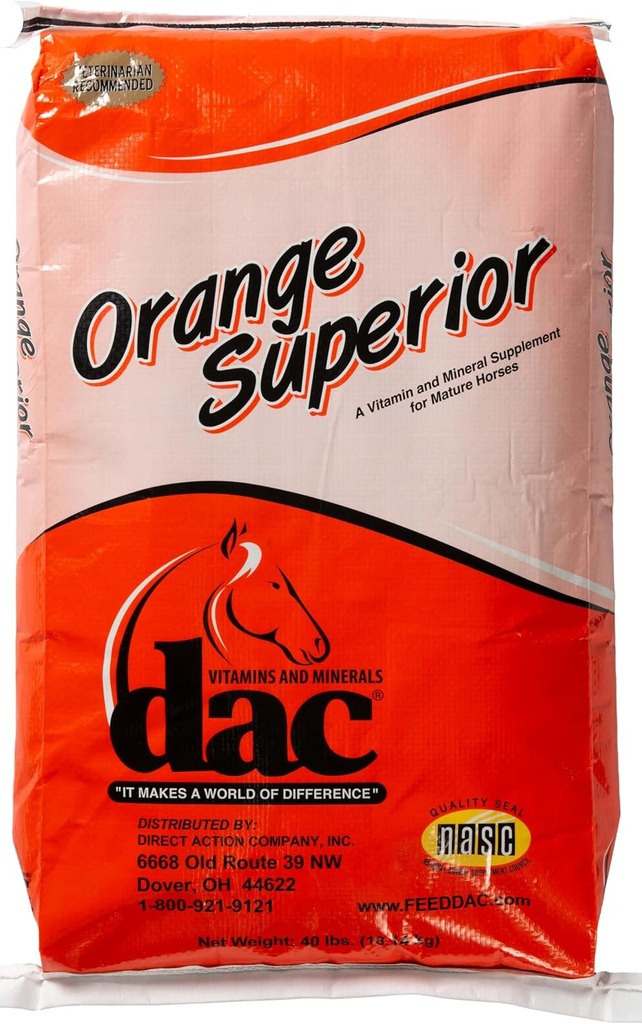 DAC VITAMINS AND MINERALS "I MAKES A WORLD OF DIFFERENCE" Orange Superior 40lbs