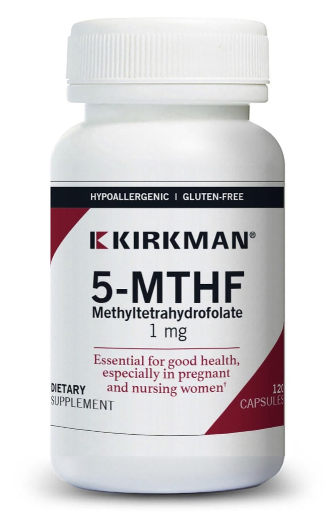 Kirkman 5-MTHF - hipoalergénico - 120 cápsulas vegetarianas - ácido fólico esencial para la buena salud