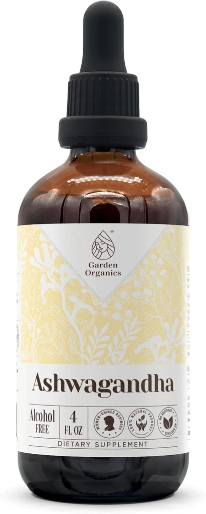 Ashwagandha Extracto de Tintura Natural Libre de Alcohol, Booster del Sistema Inmune, gotas líquidas hechas de 100% Ashwagandha (Conania somnifera) Root seco (4 fl oz)