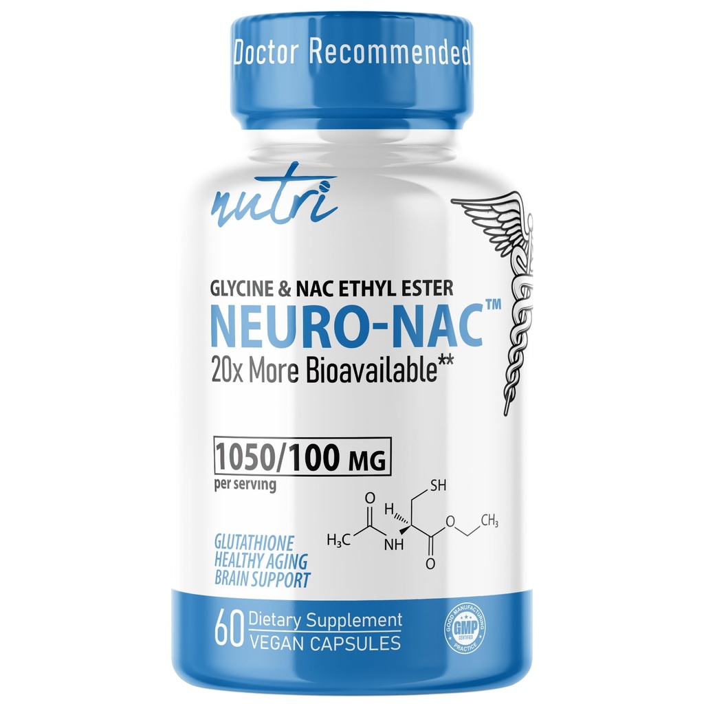 Neuro NAC Suplemento N-Acetyl Cysteine Ethyl Ester - 20x Más Bioavailable Than NAC 600 mg - Boost Glutathione 10x Más Que Liposomal Glutathione - N Acetyl Cysteine Ethyl Ester - NACET (60 cápsulas)