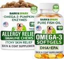 Alivio de Alergia + Omega 3 Bundle - Anti-Itch Skin limitadaCoat Suplemento + Alergia de la piel - Omega 3 Fish Oil + EPA paciente DHA Fatty Acids - Itching ventaja de Paw + salud conjunta - 180 Chews + 180 Softgels - Made in USA