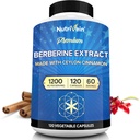 Nutrivein Premium Berberine HCL 1200 mg con Ceylon Cinnamon - 120 cápsulas: suplemento bereberina de alta absorción para defensas, digestión, " Metabolismo