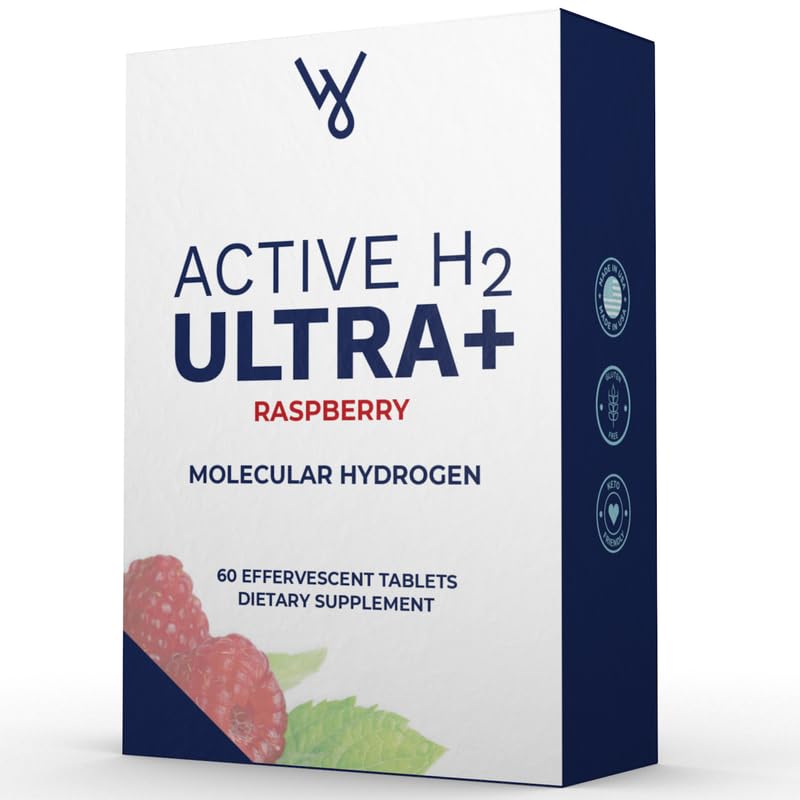Active H2 Ultra+ Hydrogen Water Tablet, Natural Raspberry. Apoya el bienestar general con beneficios del hidrógeno molecular 60