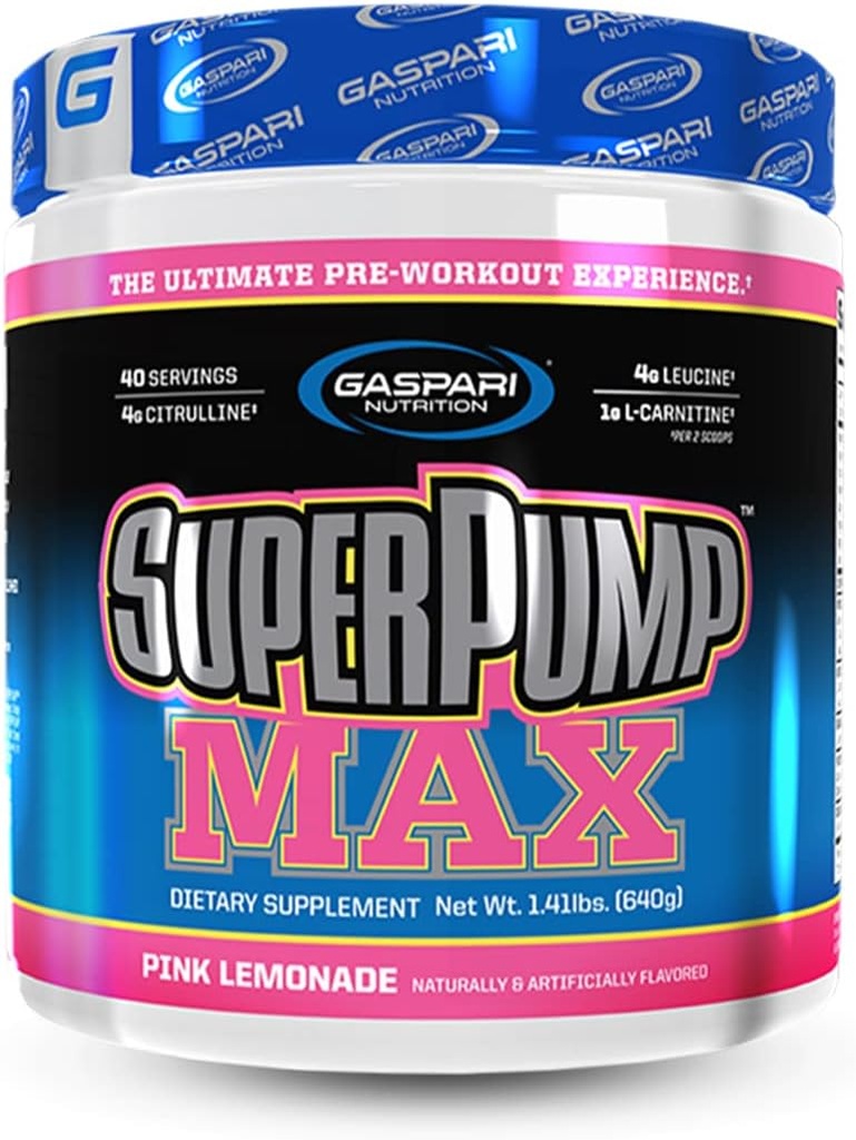 Gaspari Nutrition SuperPump MAX, The Ultimate Pre Workout Powder, Sostened Energy Preworkout, Nitric Oxide Booster, Muscle Growth, Recovery & Replenishes Electrolytes (Pink Lemonade)