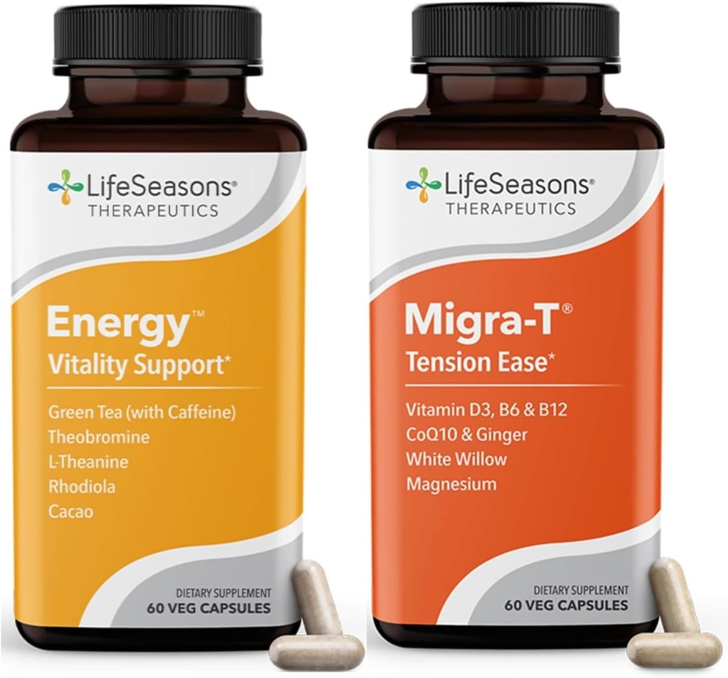 Migra-T with Caffeine - Migraine Prevention & Relief Supplement - Support for Severe Headaches - Reduces Light Sound & Odor Sensitivity - 120 Capsules