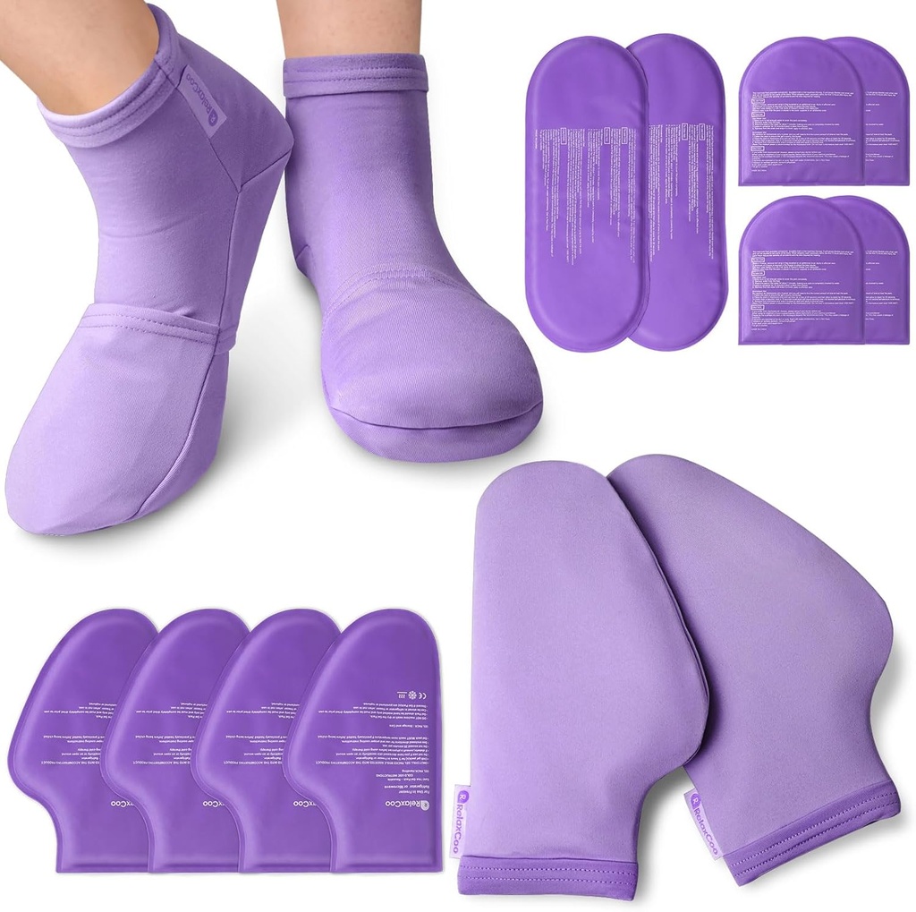 Cold Therapy Calcetines &amp; Hand Ice Pack Cold Gloves for Chemotherapy Neuropathy, Chemo Care Package for Women Men, Ideal para Plantar Fasciitis, Carpal Tunnel, Arthritis Hand Pain Relief, S/M