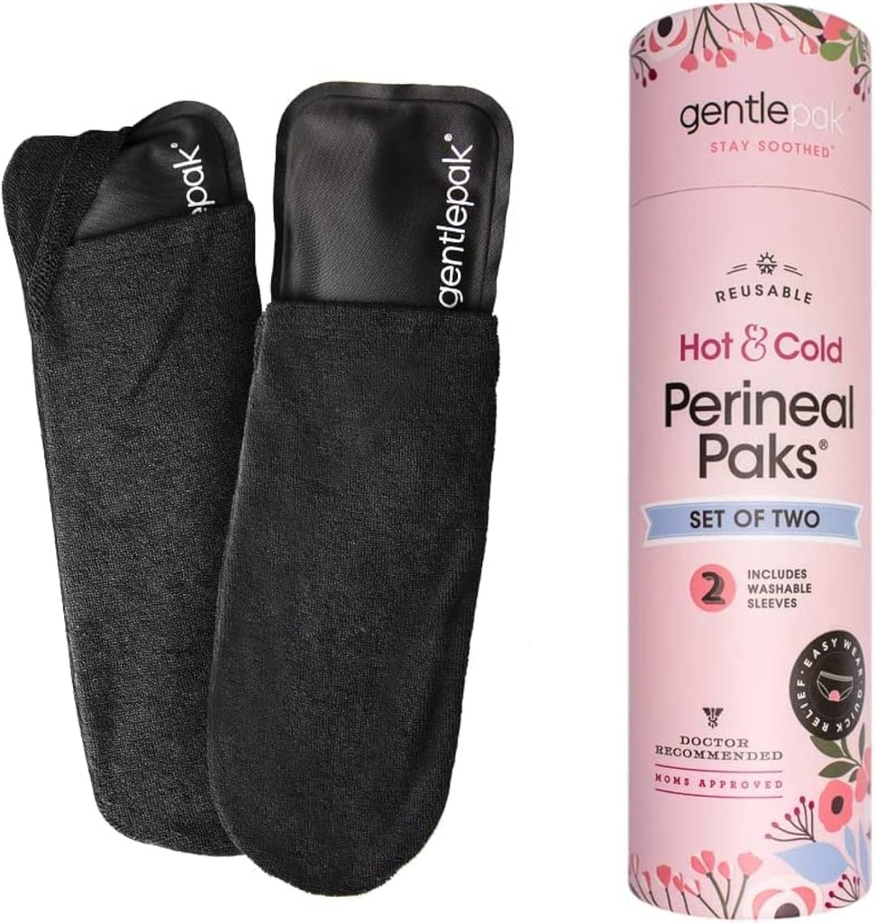 Gentlepak Reusable Perineal Ice " Heat Paks with Washable Sleeves for Postpartum, Pregnancy " Hemorrhoid Pain Relief, Multi Use Kids, Muscle, Vaginal Discomfort (2-Pack Tube)