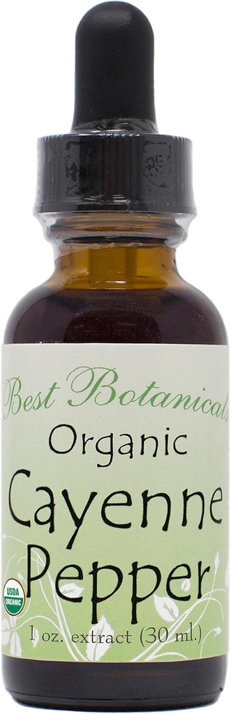 Los mejores botánicos Orgánica Cayenne Pepper Extracto 1 oz. 160,000 MHU
