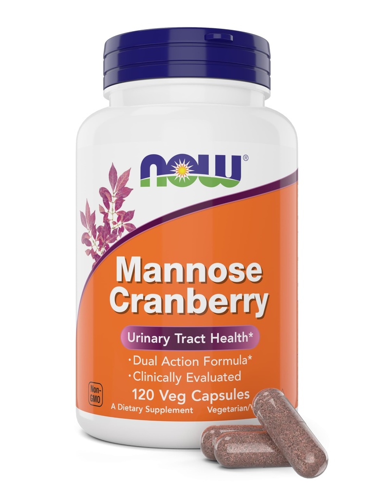AHORA Foods Mannose Cranberry, 120 Veg Capsules - con PAC - 450mg dMannose, 250mg Whole Cranberry - Bladder Cleanse and Urinary Tract Health* - Vegan Friendly Supplement, Non-GMO