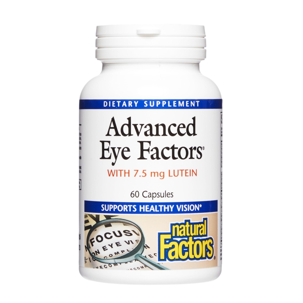 Factores naturales, Factores Oculares Avanzados, Apoyo Antioxidante para Visión Saludable con Lutein y Zeaxanthin, 60 cápsulas
