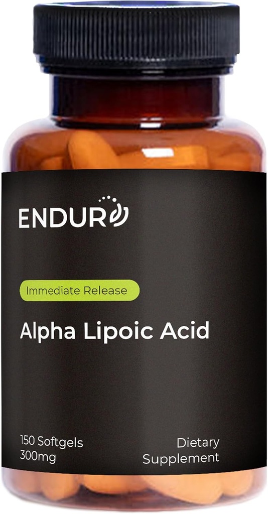 Endur Alpha Lipoic Acid, Antioxidant Defense & Cellular Energy Support, Comunicado inmediato, Vegan, Gluten Free, 300mg (150 Softgels)