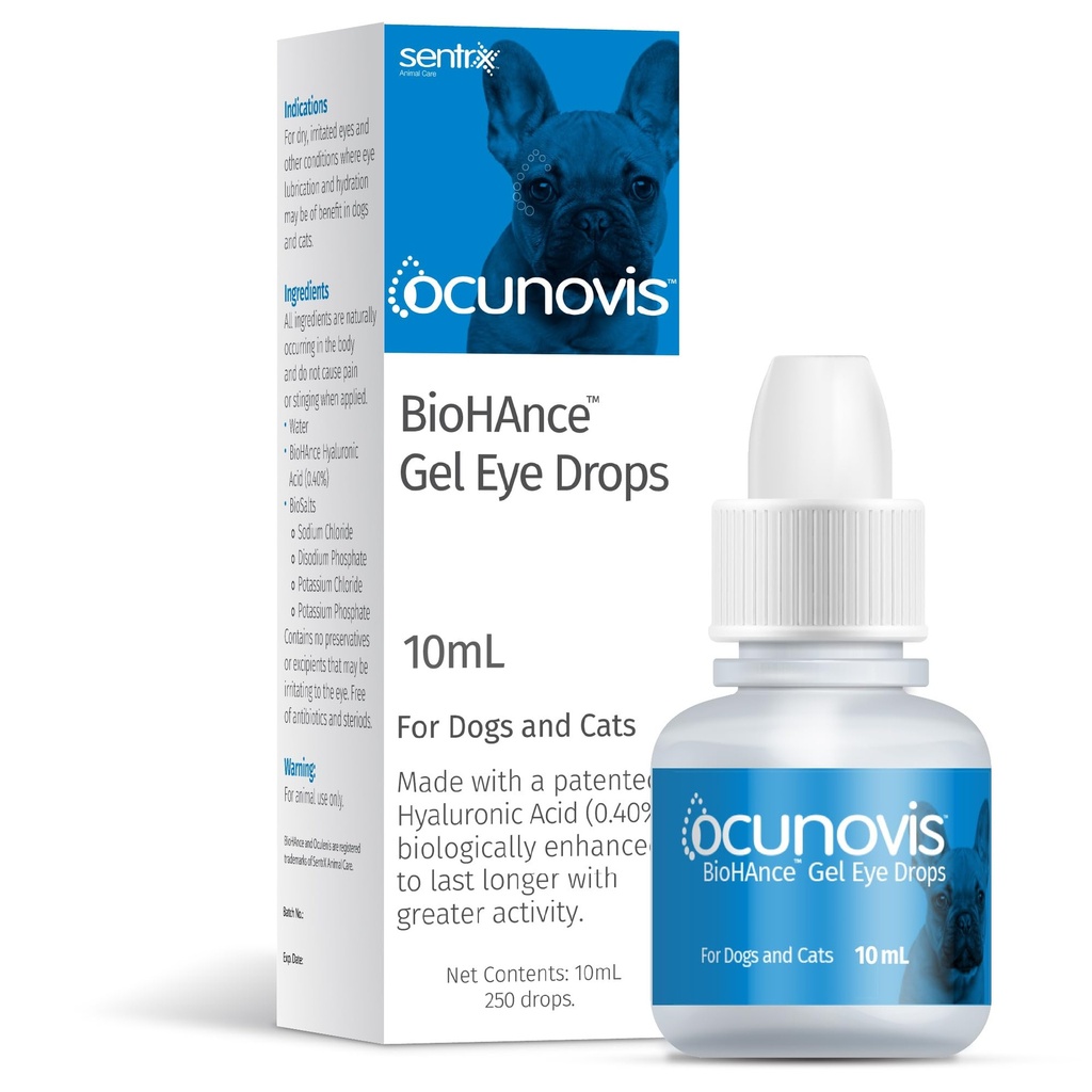 Sentrx Ocunovis Gel Eye Drops for Dogs &amp; Cats, Eye Lube for Dogs Allergy Relief Lubricant, Dogs with Dry Eyes, Artificial Tears, 10 ml