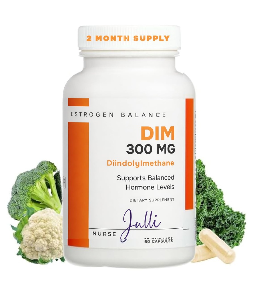 DIM Estrógeno Suplemento para Mujeres - Saldo hormonal &amp; Armonía Soporte para la menopausia, PCOS &amp; Acné hormonal con propiedades antioxidantes - 300 Mg, 60 Conde (Pack of 1)