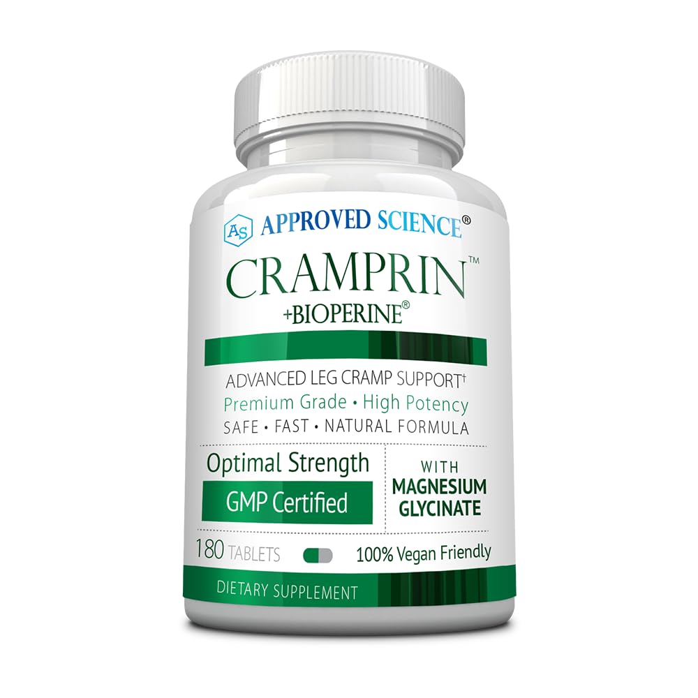 Cramprin de ciencias aprobadas - Magnesio de alta absorción, Complejo de vitamina B, BioPerina - Suministro de 3 meses - 180 cápsulas - Vegan