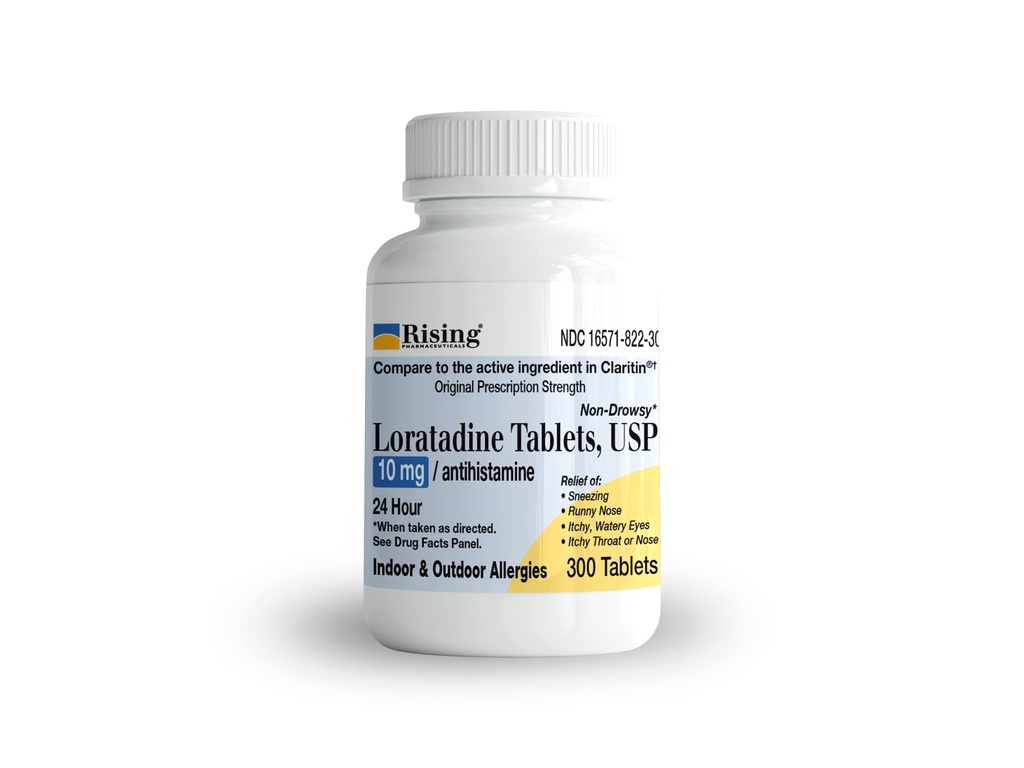 Alivio de Alergia Farmacéutica Rising - Loratadine Tablets 10mg - Antihistamine, Alivio de Alergia Product - 300 Cuadros