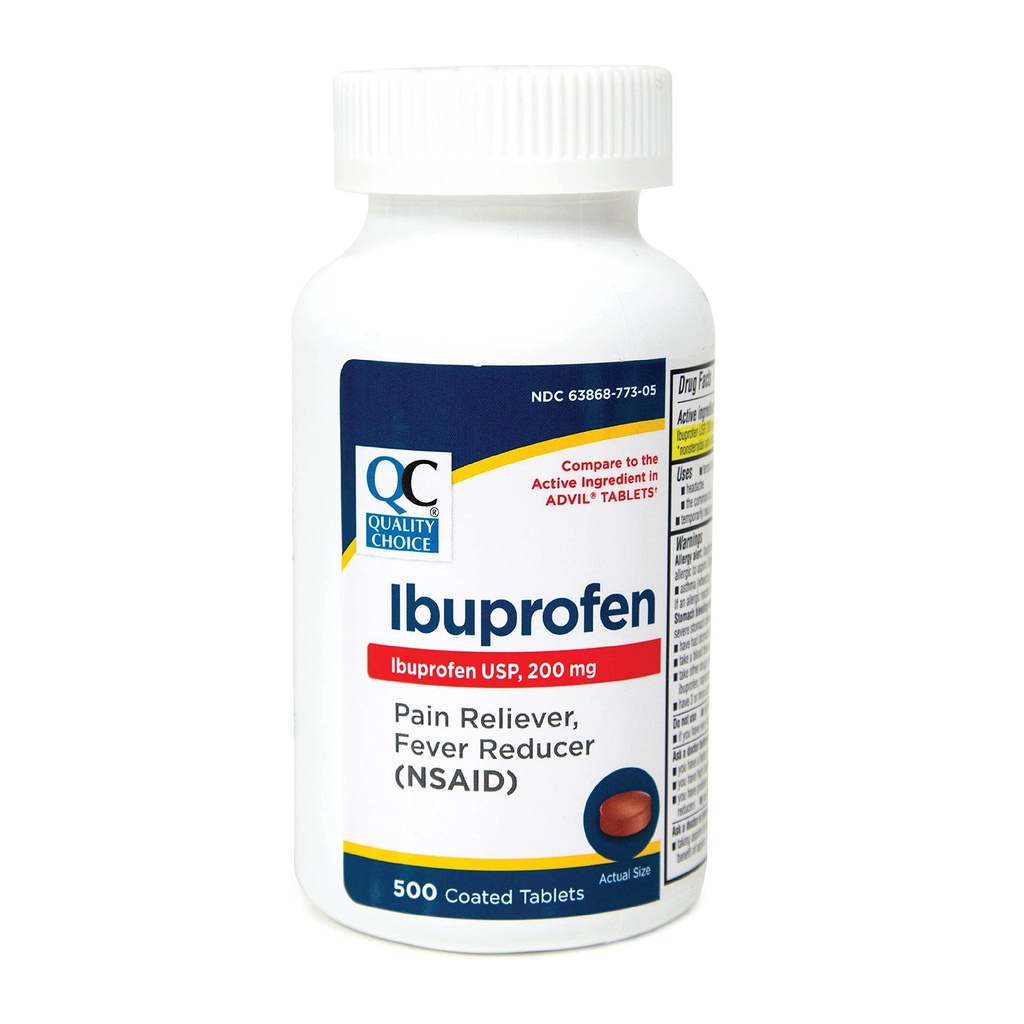 Elección de calidad Ibuprofen 200mg. Tablet 500-Count Botella de plástico