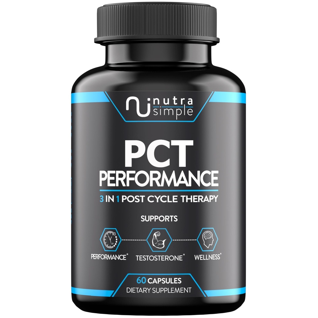 PCT Suplemento para Hombres, 3-en-1 Post Cycle Support " Natural Booster with Estrogen Blocker, Liver Support Formula, Made in USA, with Fenugreek, Chrysin, Tongkat Ali, Milk Thistle - 60 Capsules