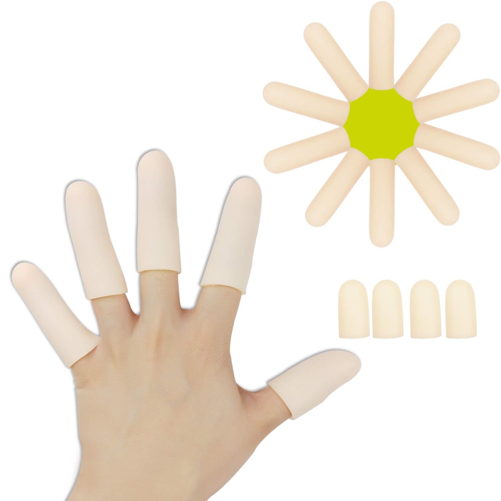Gel Finger Cots, Finger Protector Support(14 PCS) NEW MATERIAL Finger Sleeves Great for Trigger Finger, Hand Eczema, Finger Cracking, Finger Arthritis y Más. (10pcs Long + 4pcs Short)