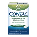 Tos contac " Congestion Maximum Strength Controls Cough, Thins and Loosens Mucus, Guaifenesin " Dextromethorphan HBr, Extended Release Tablets, 21 Count
