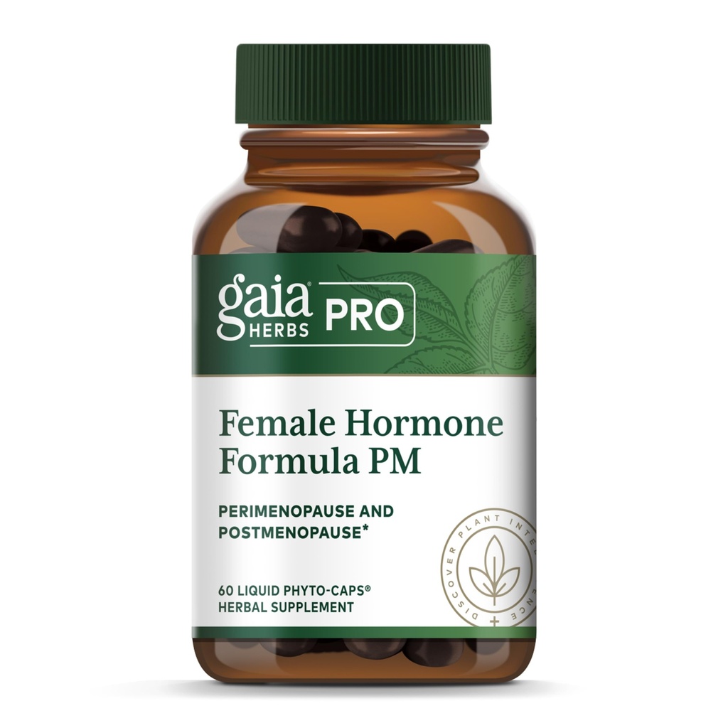 Gaia Herbs Pro Mujer Hormona Fórmula PM - Suplemento de Salud de la Mujer para la menopausia &amp; Sleep Support - Black Cohosh &amp; St. John's Wort - Vegan, Soy-Free &amp; Gluten-Free - 60 Liquid Phyto-Caps (30 Servings)