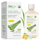 AloeCure USDA Organic Aloe Vera Juice Lemon Flavor - Hecho dentro de 12 horas de cosecha - Suplemento Digestivo Natural para la acidez de estómago equilibrado - Soporte Salud Digestiva e Inmunitaria - 1 Btl x 16.7oz