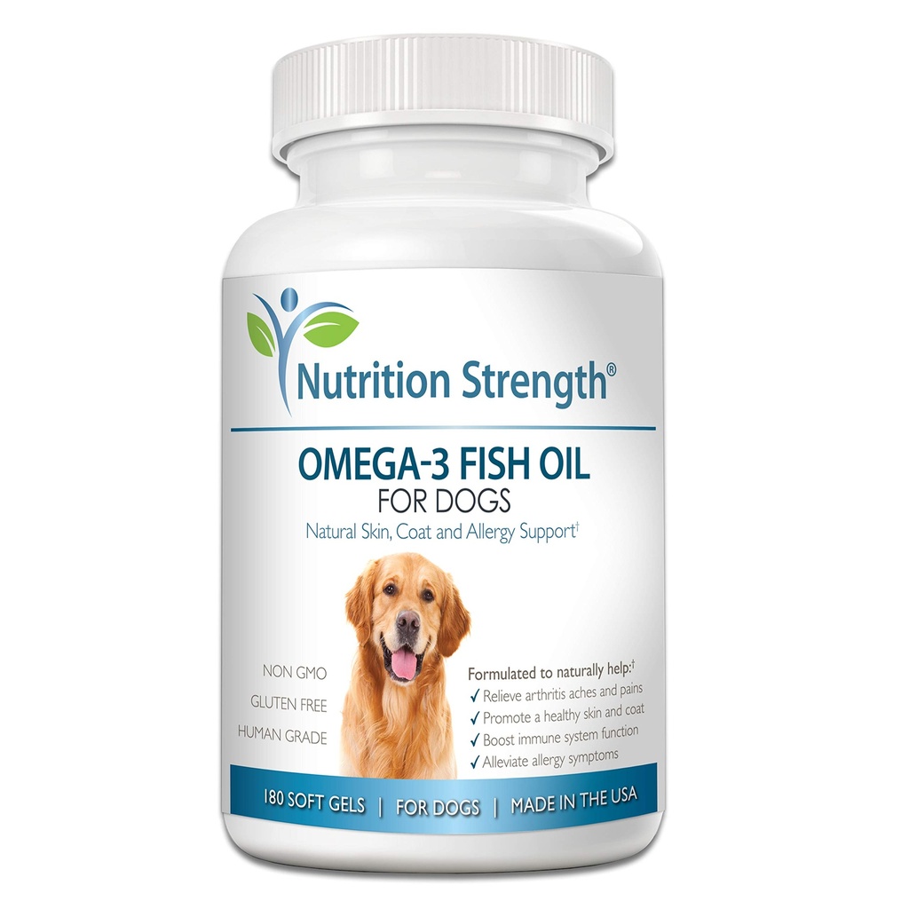 Omega 3 Aceite de pescado suave para perros con EPA & DHA ácidos grasos para el corazón, la piel, la carne y la alergia Apoyo, Hip &amp; Conjunto &amp; Artritis Suplemento de perro, 180 geles suaves