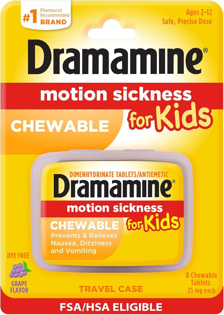 Dramamine Motion Sickness Relief for Kids ← Chewable Grape