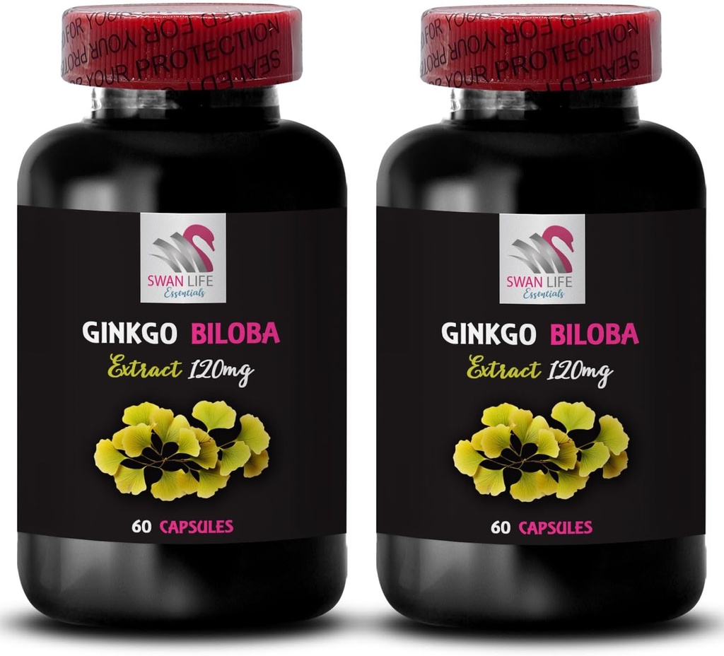 Ginkgo biloba Extract Ventajas - Ginkgo BILOBA Extract - Herbal antioxidant Suplemento, Natural Leaf Extract, Ginkgo biloba antioxidante Apoyo, Extracto de plantas antioxidante 2 Botellas 120 Capsules